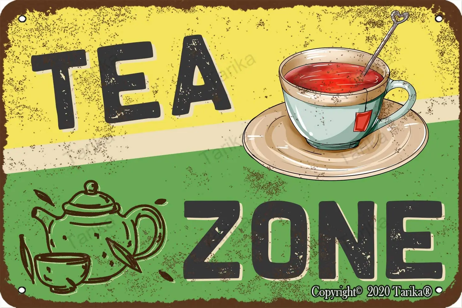 

Tea Zone Black Tea Afternoontea 20X30 cm Iron Retro Look Decoration Plaque Sign for Home Kitchen Bathroom Farm Garden Garage