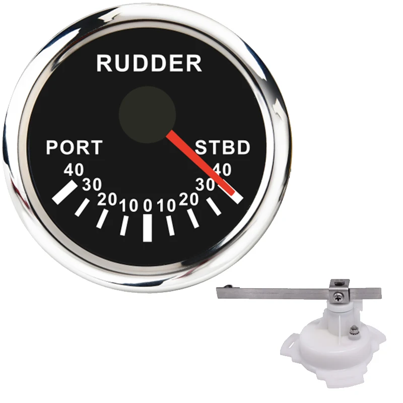 

52mm Rudder Angle Indicator Gauge boat Rudder Angle Meter With Mating Sensor Red Backlight 12V 24V Waterproof