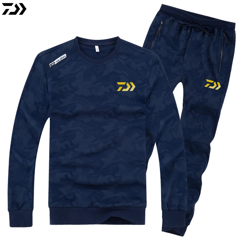 L-8XL Daiwa размера плюс спортивные наборы для рыбалки камуфляжный свитер и брюки