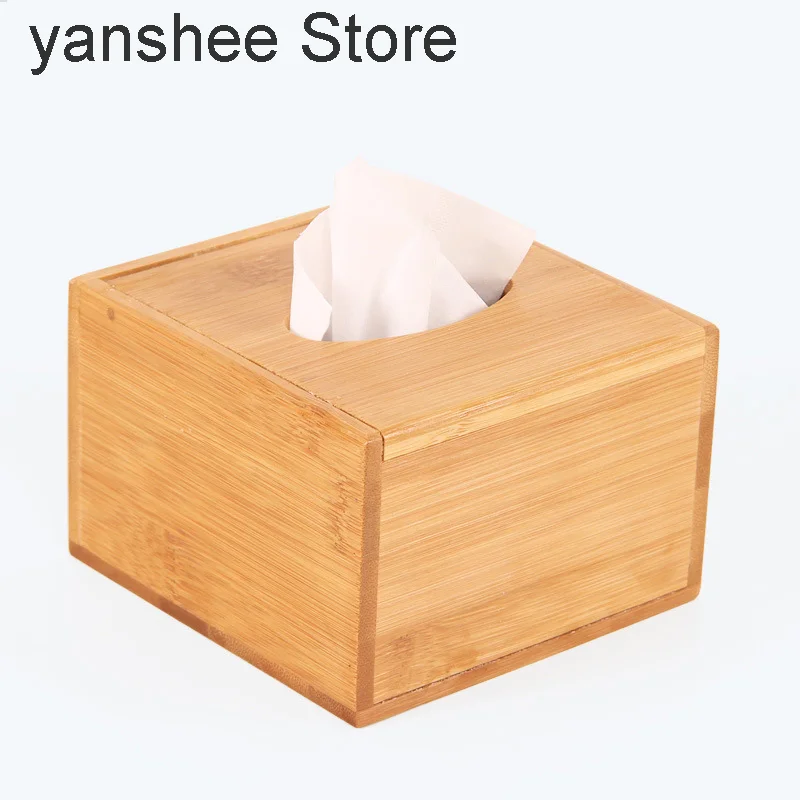 

Natural square bamboo tissue box, manual tissue, base paper storage rack for hotel, home, office and dining table decoration.