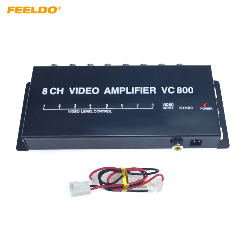 

FEELDO 4Pcs DC12V Car Auto 1 To 8 Output Video Signal Spliter Amplifier For DVD/LCD/TV Video Spliter #MX1322