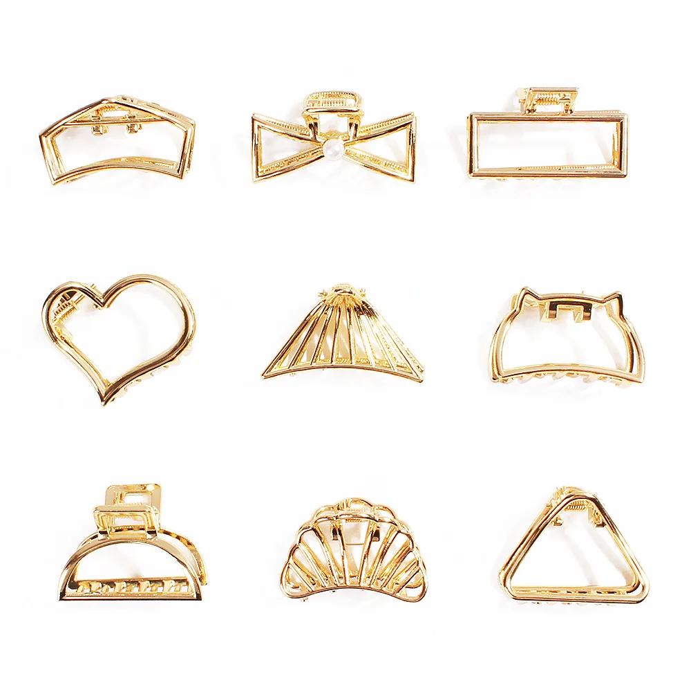 9 Styles Geometric Hair Claw For Women Girls Clamps Hair Crab Metal Gold Hair Clip Claw Accessories Hairpins Ornament