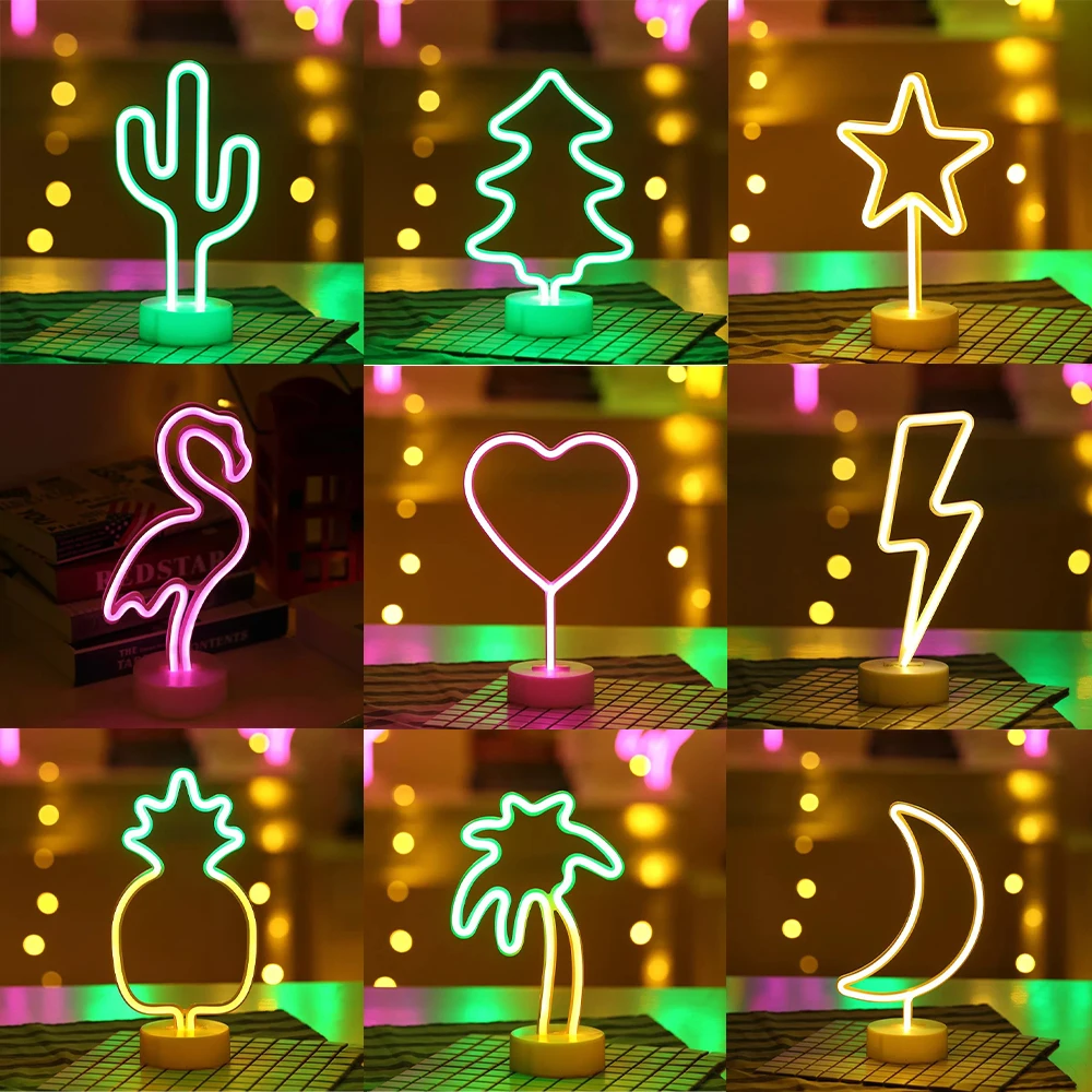 

Rainbow LED Neon Night Light Star Moon Cactus Home Room Decor Lamp Kids Girls Kawaii Bedroom Interior Lighting Aesthetic