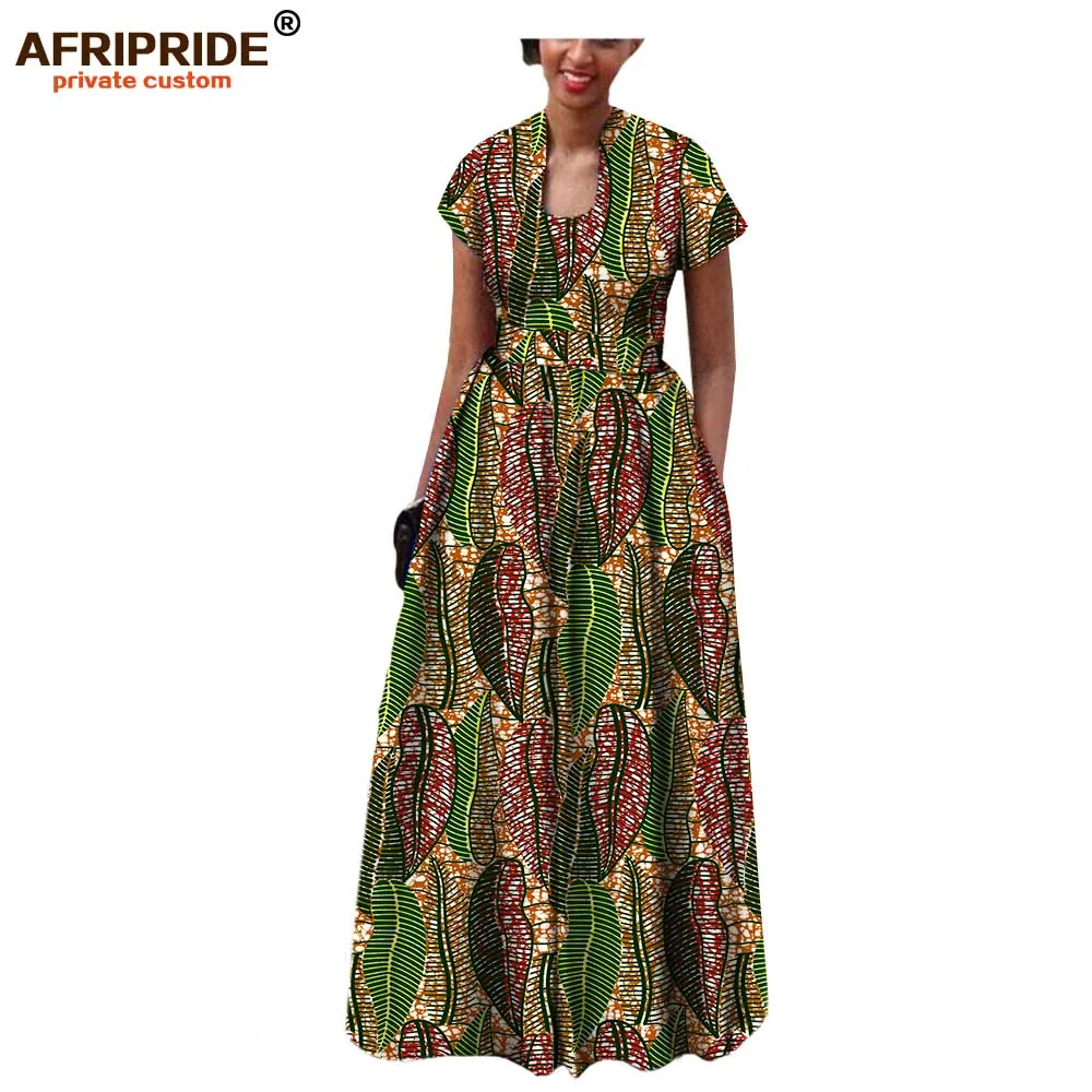 AFRIPRIDE/платье в африканском стиле для женщин; коллекция года; сезон осень; Короткие рукава с поясом; Длина до пола; вечерние платья в богемном стиле; A7225117 - Цвет: 477