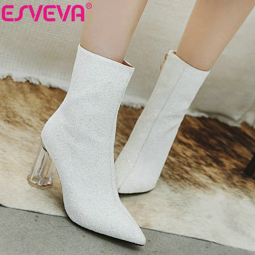 Женские ботильоны на платформе ESVEVA черные ботинки из искусственной кожи высоком