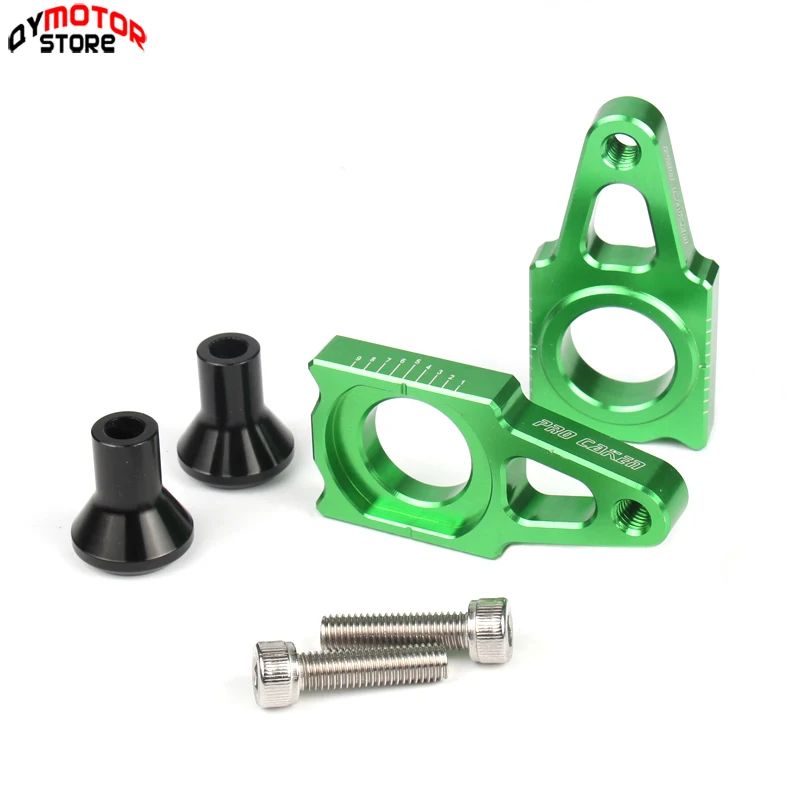 

CNC Rear Axle Blocks Chain Adjuster With Spool Slider Bolts Device For KAWASAKI KX250 KX450 2006-2016 Free shipping