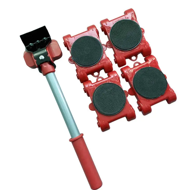 

Furniture Mover Tool Transport Lifter Heavy Stuffs Moving 4 Wheeled Roller with 1 Bar Set