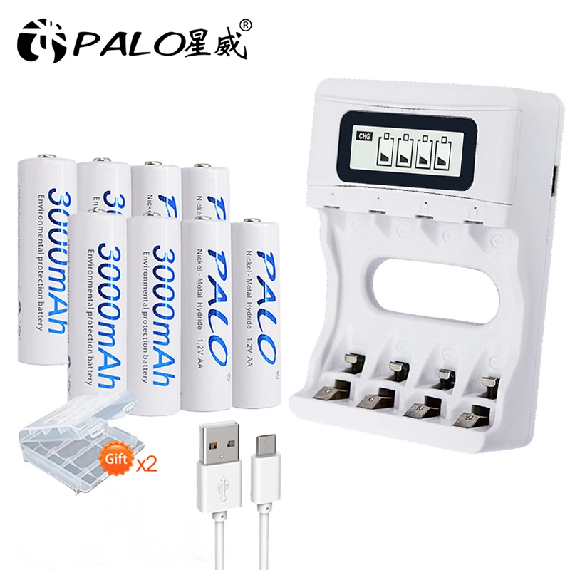 4 шт. 2a AA батареи 1,2 V AA 3000mAh Ni-MH Предварительно заряженный аккумулятор 2A батареи для камеры, часов и бритвы