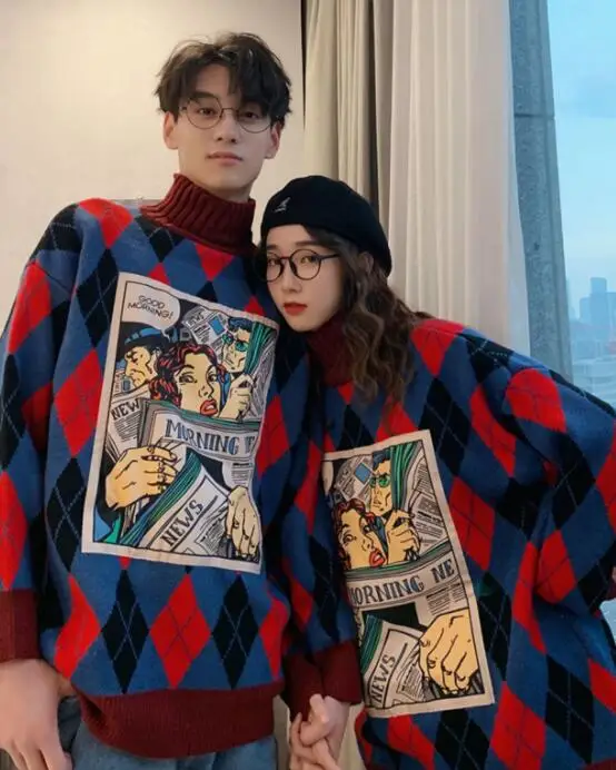 A16 парная одежда новинка толстый свитер с высоким воротником женский свободный