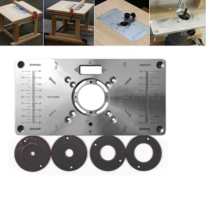 

Router Table Insert Plate Woodworking Benches Table Saws for Multifunctional Wood Plate Machine Engraving 4 Rings Tool