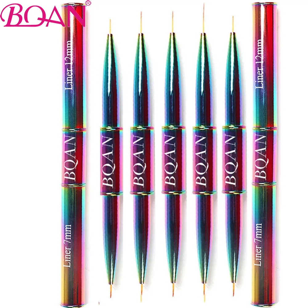 

BQAN Rainbow Double Head Nail Brush Nail Liner Brush Ultra-Thin Liner Brush Drawing Painting Pen Gel Brush Nail Art ManicureTool