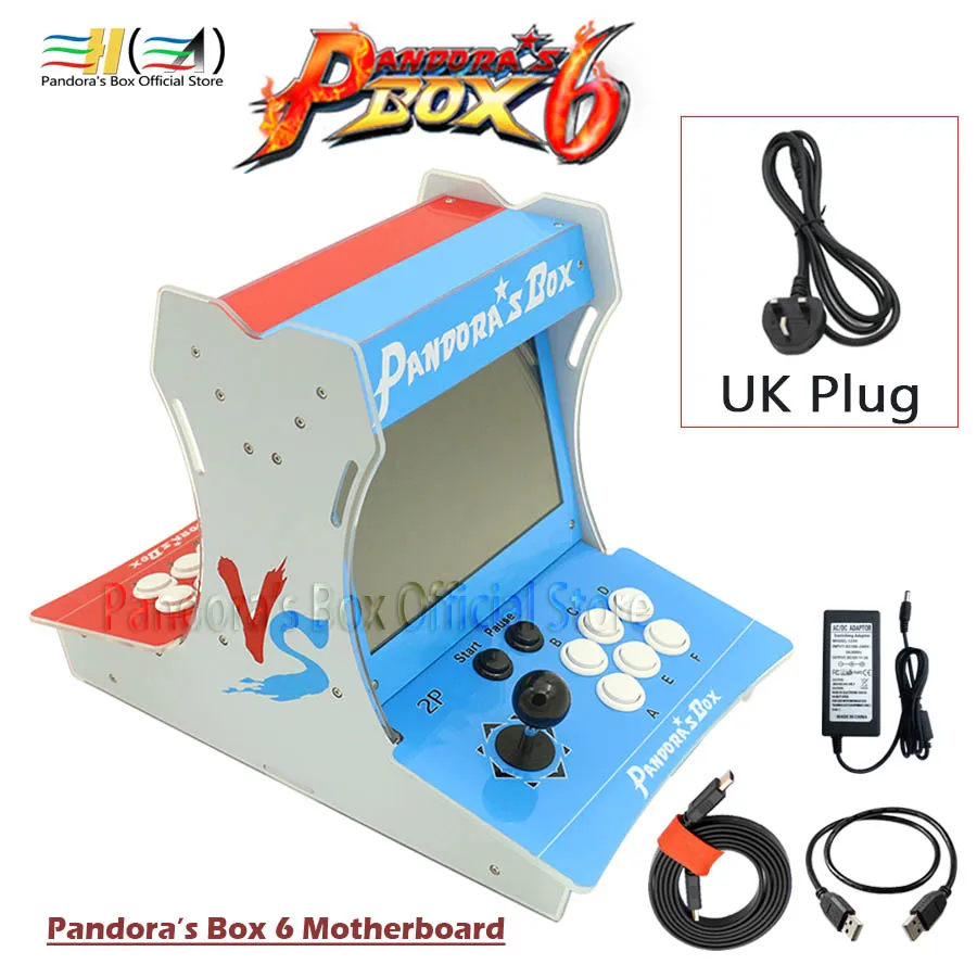 arcade UK plug Pandora Box 6 1300 в 1 мини аркадная машина бартоп шкаф может добавить 3000 игры FBA MAME PS1 Поддержка 3D tekken mortal kombat pacman - Цвет: arcade UK plug