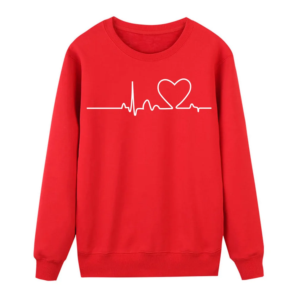 Heartbeats Kawaii Новые простые Стильные толстовки женские флисовые весенние зимние повседневные Пуловеры горячая Распродажа милые свободные толстовки - Цвет: red 5