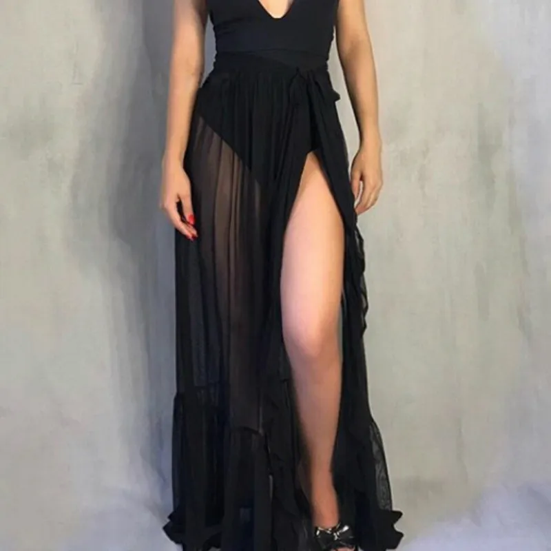 Ретро юбки женские с высокой талией сетчатые прозрачные сексуальные пляжные