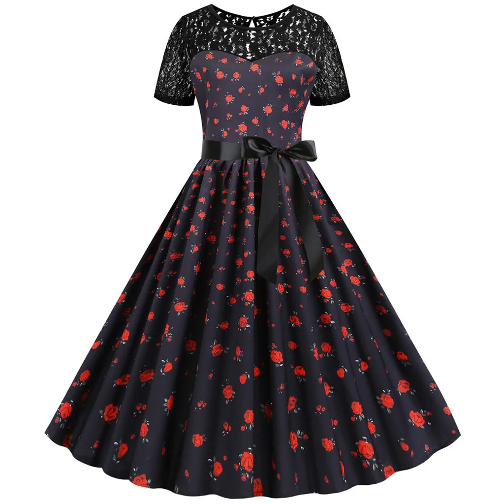 2020 летнее платье женское с коротким рукавом черное кружевное лоскутное