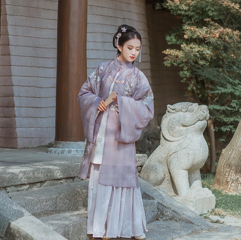 Китайский традиционный Женский костюм династии ханьфу Тан платье с цветочной