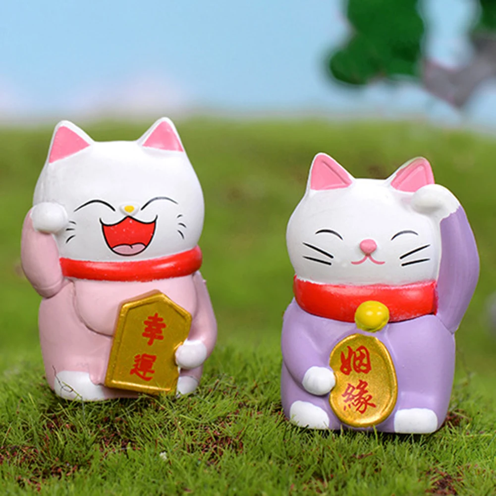 4 шт. миниатюрные статуи с изображением котов пейзаж украшение для сада бонсай