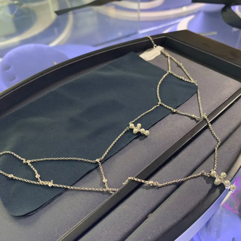 

Brand 1:1Fashion Necklace Silver Color Simple Pearl Cross Pendant Micro Zirconia Women Luxury Brand MALTEST Jewelry