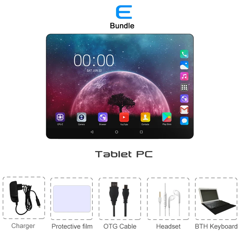 Комплект 5 2.5D стальной экран 10,1 дюймов планшет Android 9,0 3G 4G lte телефонный звонок Восьмиядерный 8 Гб ram 128 Гб rom Bluetooth Wi-Fi планшетный ПК 10 - Комплект: Комплект 5