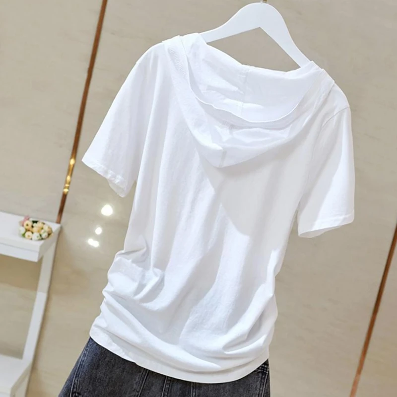

Women Summer New Fashion Hoodie Drawstring Tops Clothes Cheap Clothes 70S Aesthetic Shirts For Teenage Girls Aesthetic Half Zip
