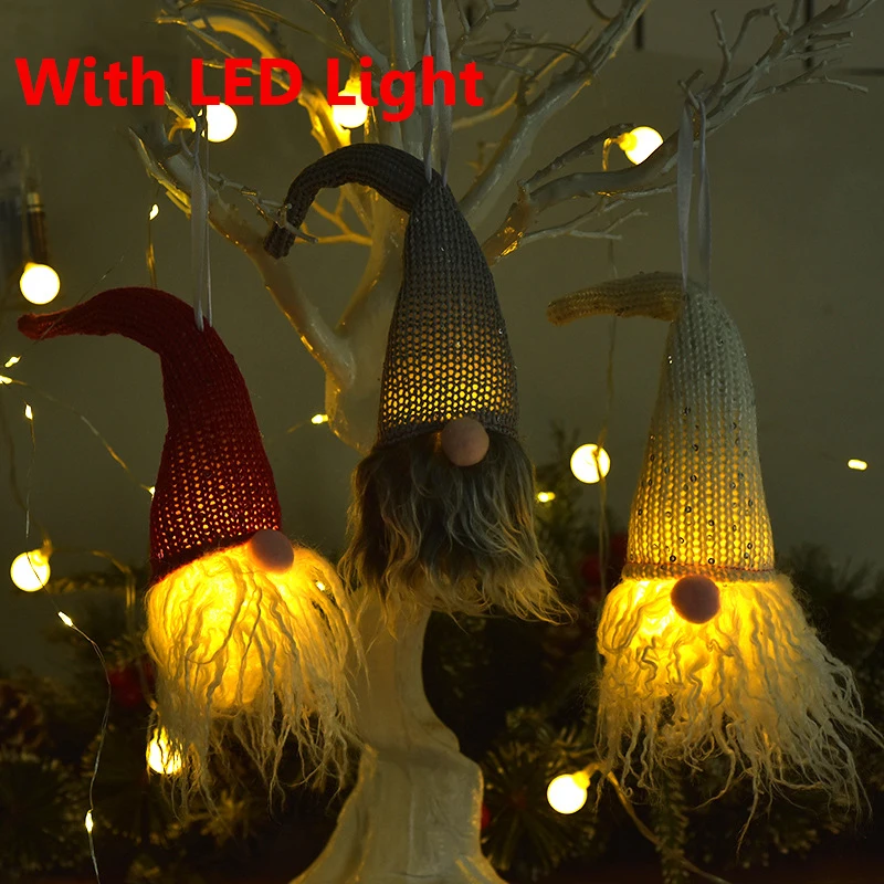 

Christmas Tree Pendant With LED Light Faceless Elf Decoration Hanging Ornament Santa Gifts новый год 2022 декор