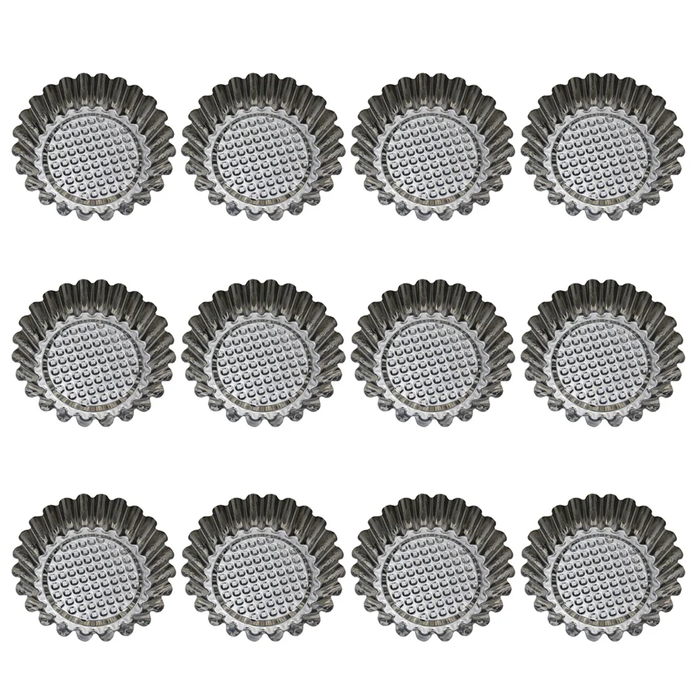 

12pcs Stainless Steel Round Lace Egg Tart Molds Reusable Tartlet Moulds Baking Cup