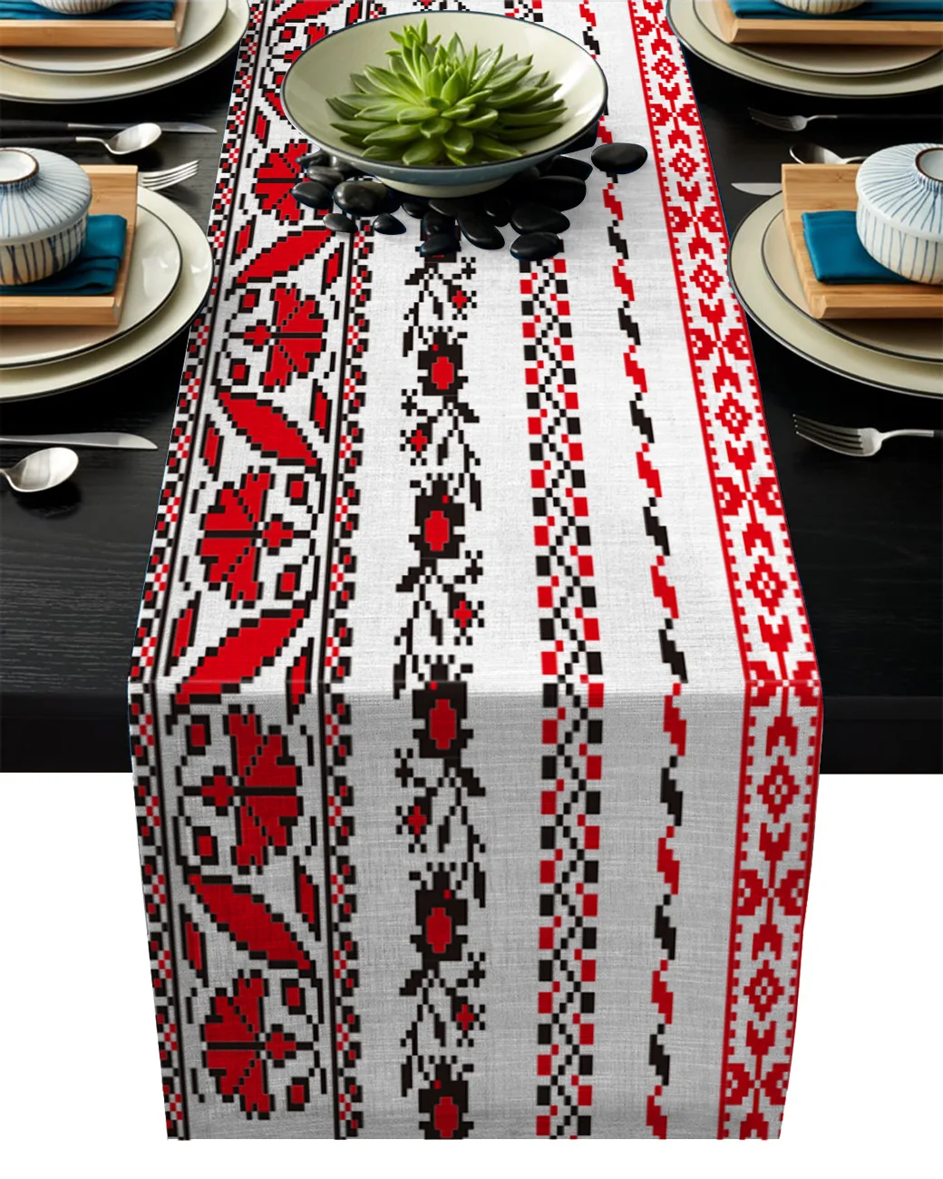 Украинская Обычная подставка под столовую посуду в полоску с цветами