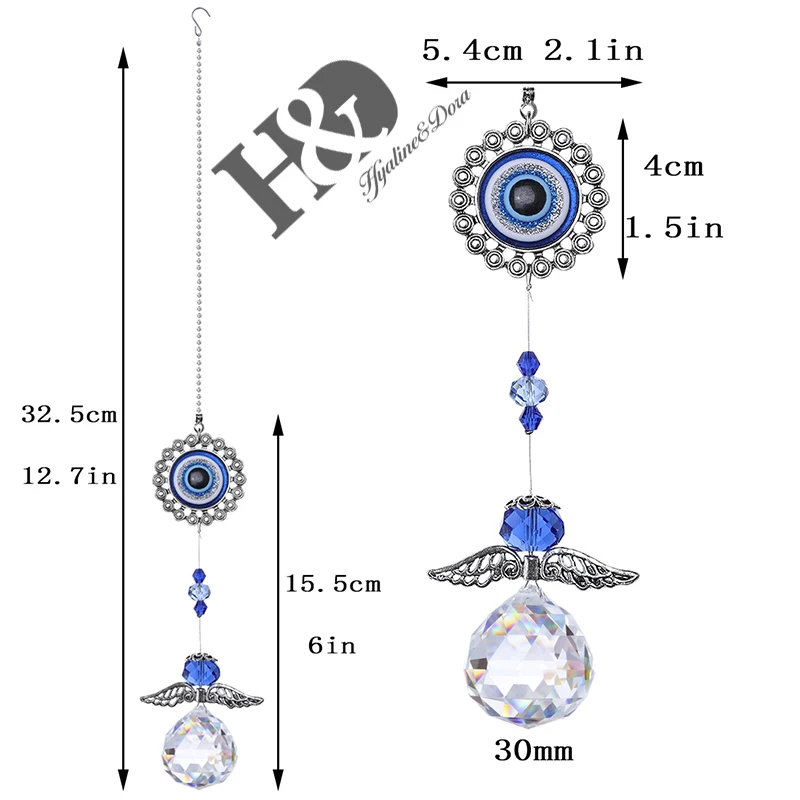 H& D DIY счастливый Хамса турецкий синий сглаза Кристалл Шарм Suncatcher кулон ветер колокольчик амулет дома стены сада висячие украшения