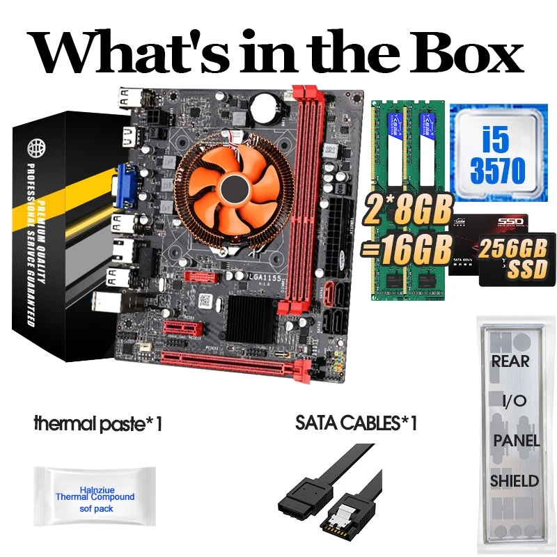 Комплект материнской платы B75M LGA 1155 с процессором I5-3570 и DDR3 2*8 ГБ = 16 Гб ОЗУ для ПК 1333