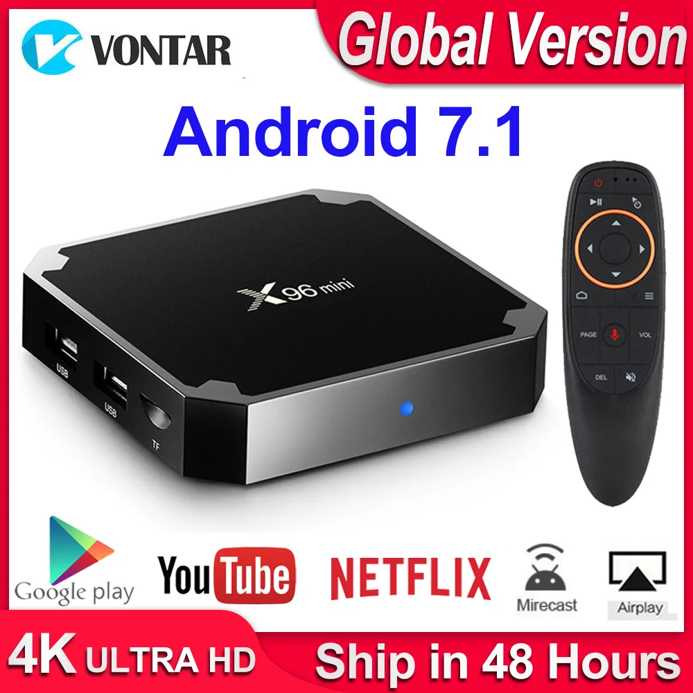 X96 Мини Android 7,1 Smart tv BOX X 96 2 ГБ 16 ГБ 1 ГБ 8 ГБ Amlogic S905W четырехъядерный поддержка 4 K 30tps 2,4 ГГц WiFi X96mini телеприставка