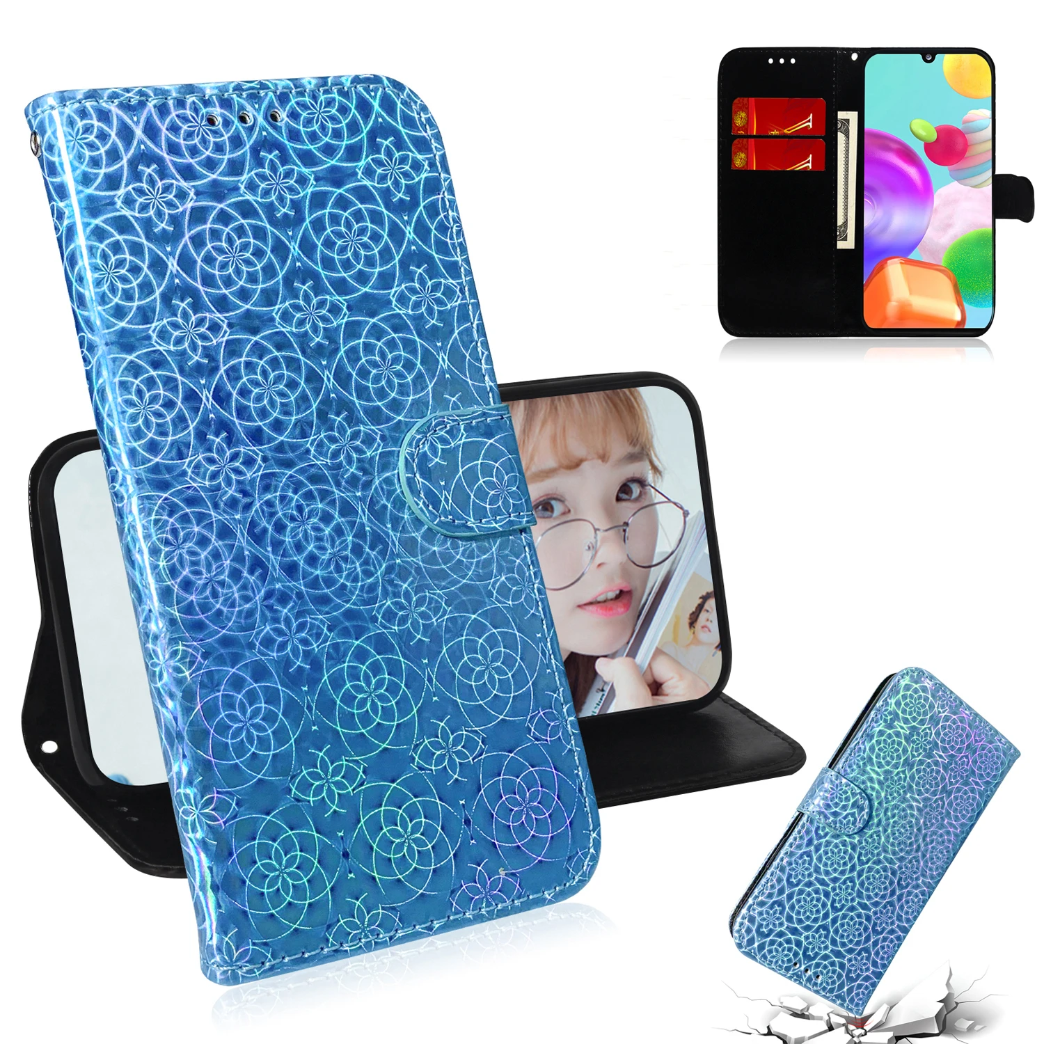 gradient color leather phone case for huawei honor 9 10 20 lite pro 8x 7a nova 6 se 7i 10i 20i p smart z 2019 flip book cover free global shipping
