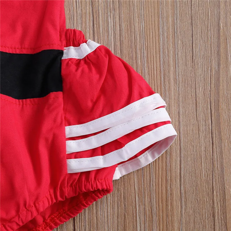 

2020 Xmas 0-24M Infant Baby Girl Playsuit Santa Costume Clothes Stripe Ruffle Tutu Backless Romper With Headband Christmas Party