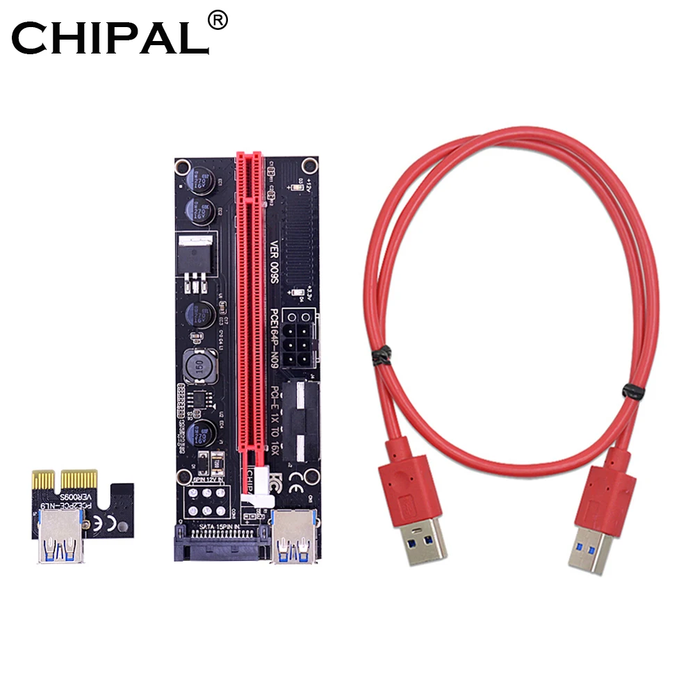 Переходная карта B CHIPAL VER009S PCI-E Райзер с светодиодный 009S PCIE 1X до 16X расширитель 100 см