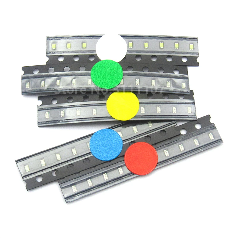 100 шт./лот 1206 SMD комплект светодиодных диодов белый красный синий зеленый желтый 20
