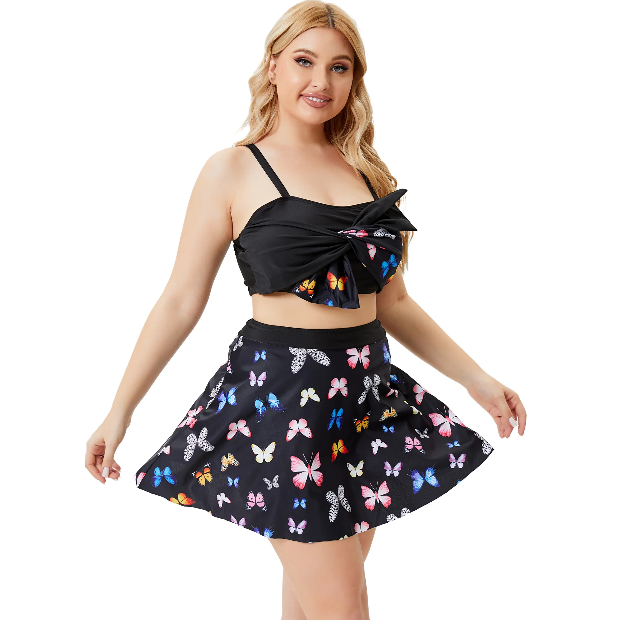 

Sexy Swim Dress + Bottom Two Piece Suits Swimwear SwimSuit Women 2021 Summer Tankini Sets Swimming Bathing Suit Drop Shipping