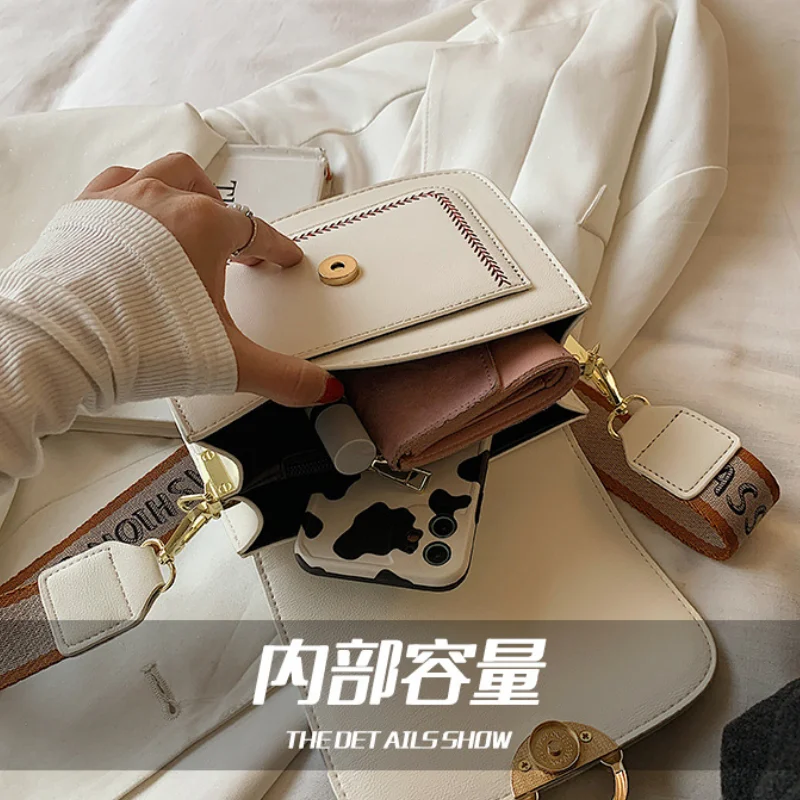 

2021 Summer New Style Popular Casual Wide Shoulder Strap Messenger Bag Simple Fashion Women's Bag Shoulder Bag Texture