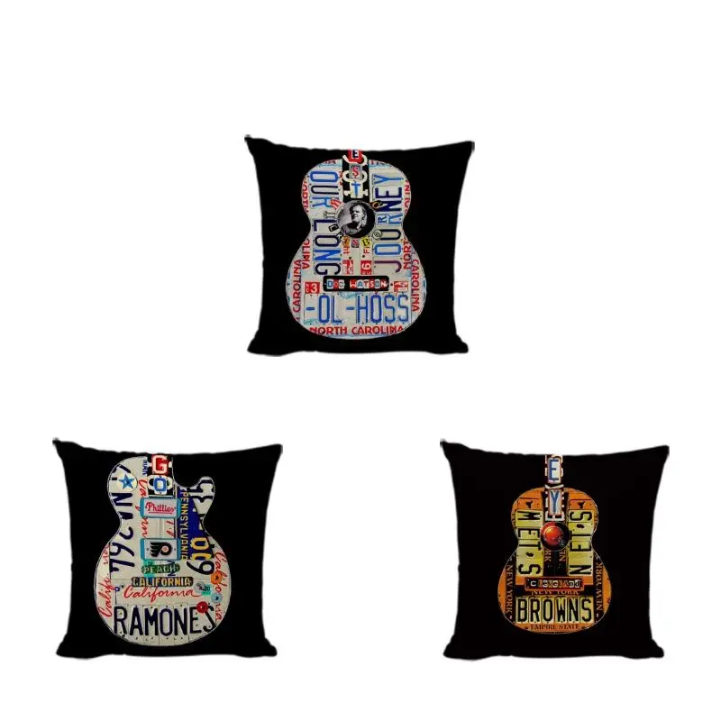

Подарки новая электрическая гитара Рок-н-ролл наволочка льняная хлопковая Нью-Йорк Подушка Чехол домашний декор набор Человек Cave Cojines