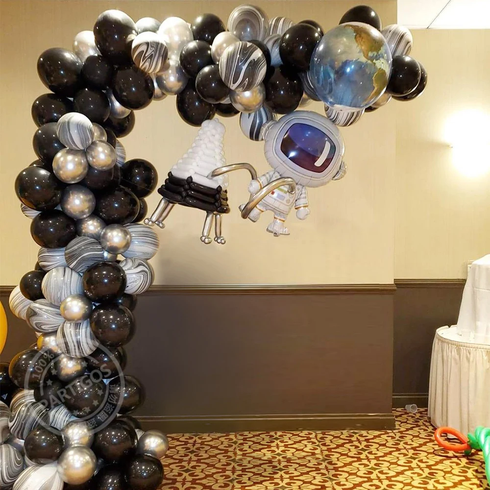

133 шт. космонавт из фольги Воздушные шары-гирлянды Арка 4D тема земли украшения для вечеринки, дня рождения Детские черные латексные игрушки ...