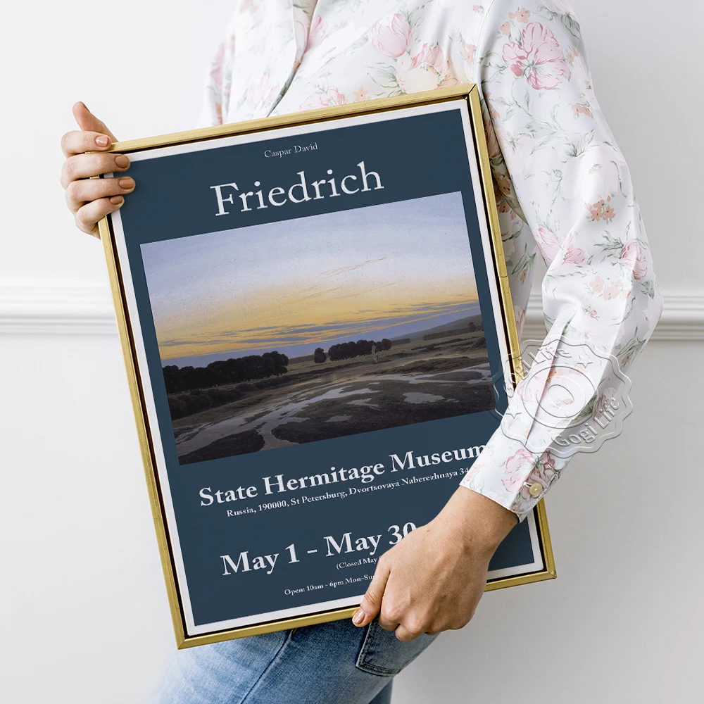 

Aspar David Friedrich Exhibition Museum Poster, The Grosse Gehege Near Dresden Canvas Painting, Romanticism Landscape Wall Decor