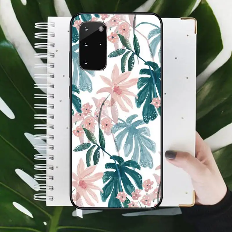

Retro Leaves plant pattern Phone Case For Samsung galaxy S 9 10 20 A 10 21 30 31 40 50 51 71 s note 20 j 4 2018 plus