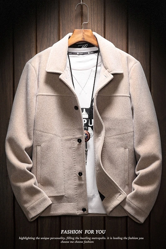 

Mens wool blends Autumn Winter Men Casual Coat Thicken Woolen Trench Coat Male Solid Classic Overcoat Jackets TopsJK301