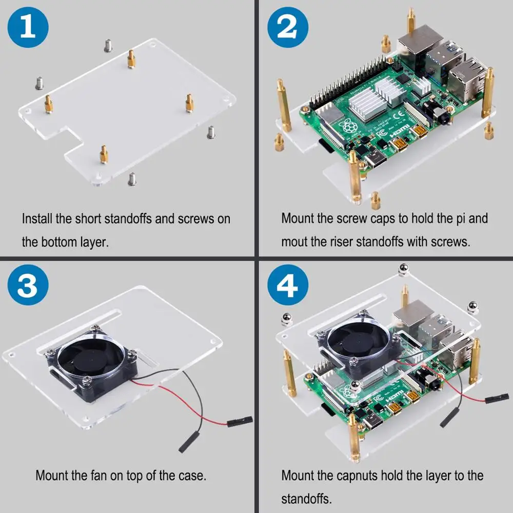 Чехол для Raspberry Pi 4 B чехол с вентилятором радиаторы совместимые Model pi 3 +/ 3B|controller