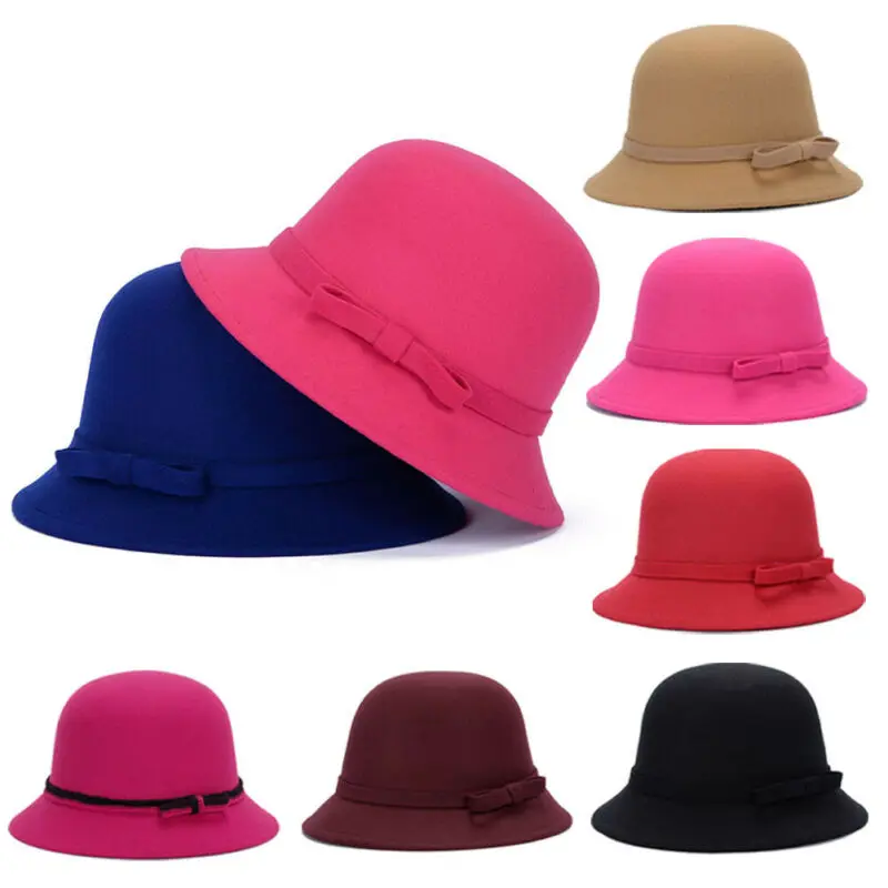 Модная женская шляпа фетровая Fedoras Bowler Dome с бантиком винтажная Кепка Prok Pie Chapeu de