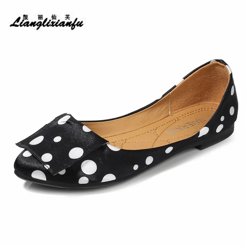 Женские лоферы с пряжкой LLXF черные Белые Повседневные туфли в горошек на шпильке