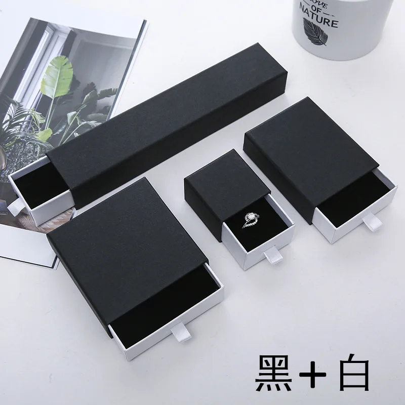 Шкатулка для ювелирных украшений черно-белый ящик колец сережек ожерелий