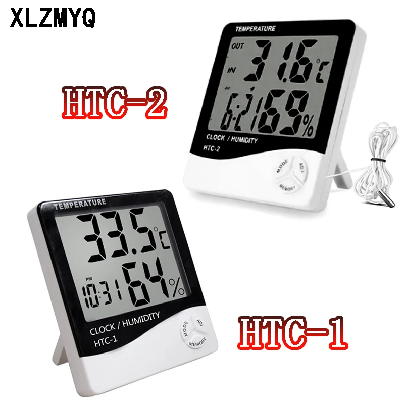 

HTC-1 HTC-2 Thermometer Hygrometer Temperature Sensor Probe LCD Digital Home Indoor Outdoor Thermometer Weather Station Clock