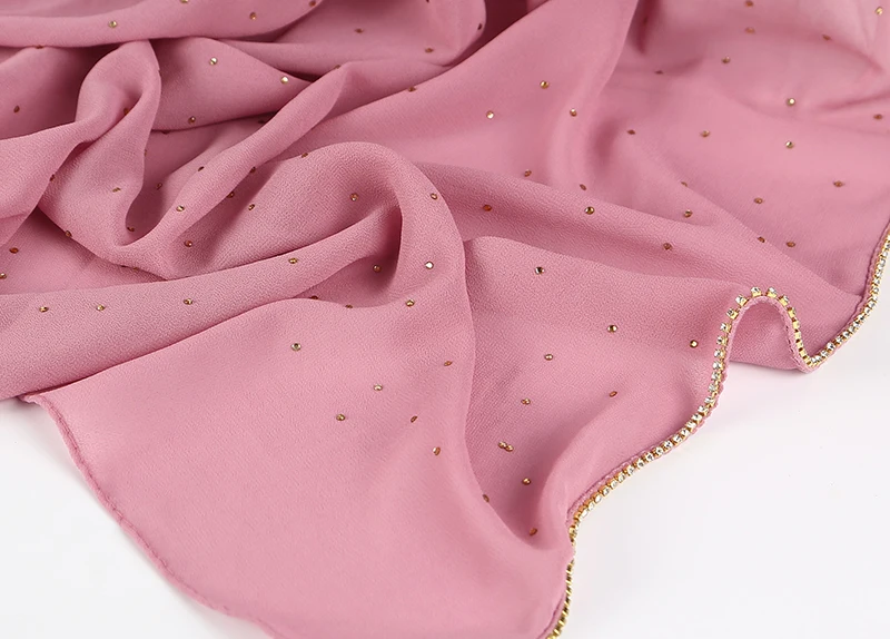 

1 pc New Arrival plain bling bubble chiffon hijab scarf shimmer with crystal chain edged scarf muslim scarves hijabs