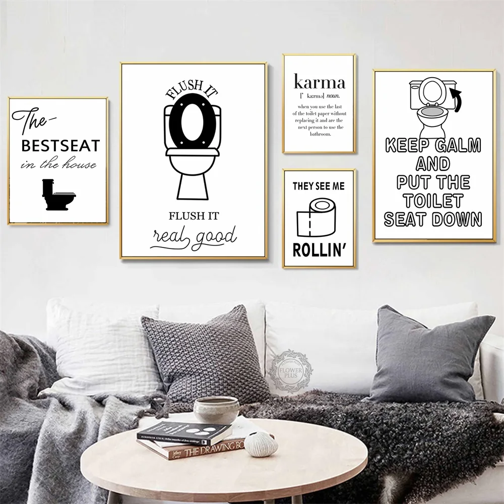 Туалетная бумага унитаз Карма Цитата смешной плакат настенное Искусство Холст