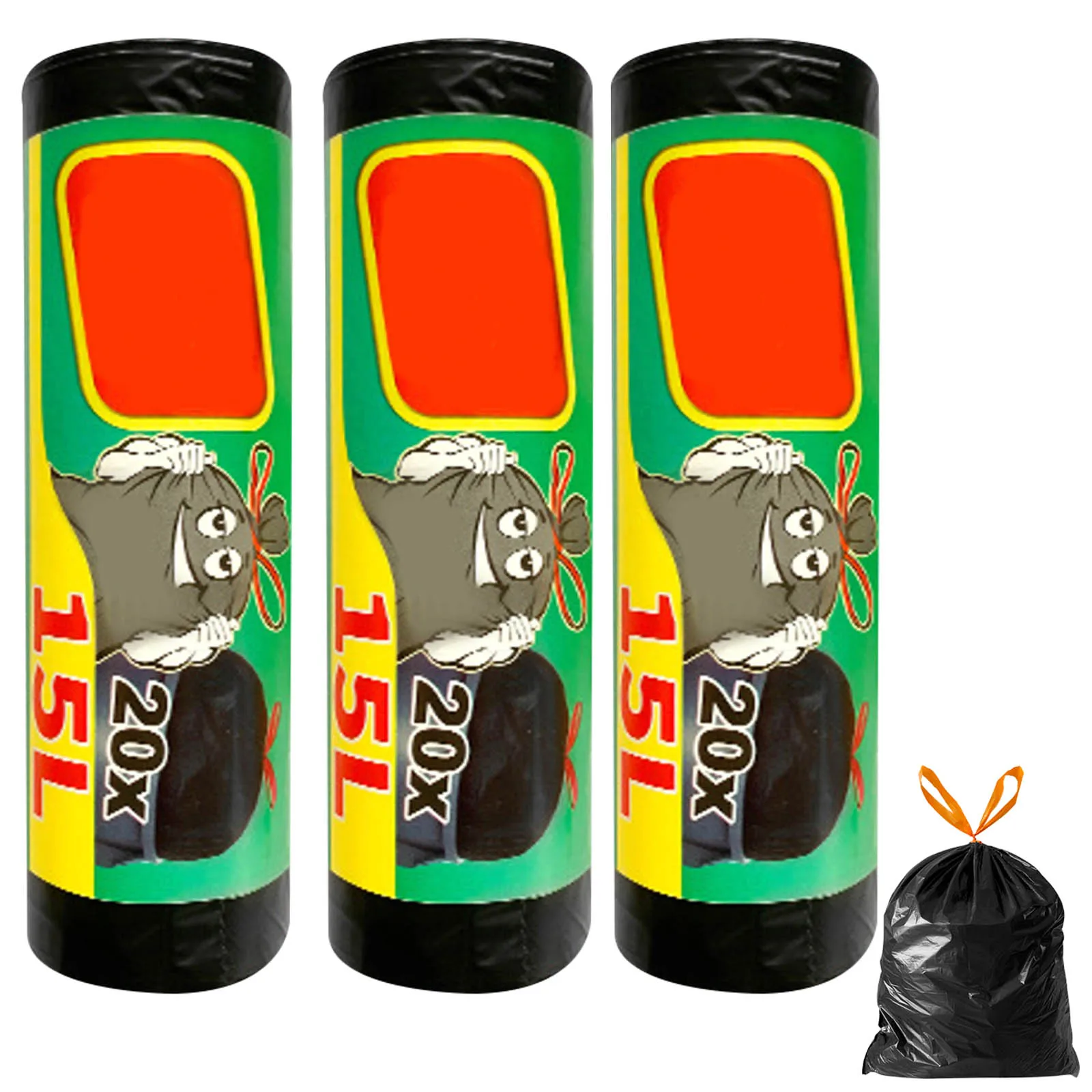 

High Quality Trash Bags 60pcs Drawstring Trash Bags Thicken Multi-Purpose Trash Bag Garbage Can Liner Black Disposable