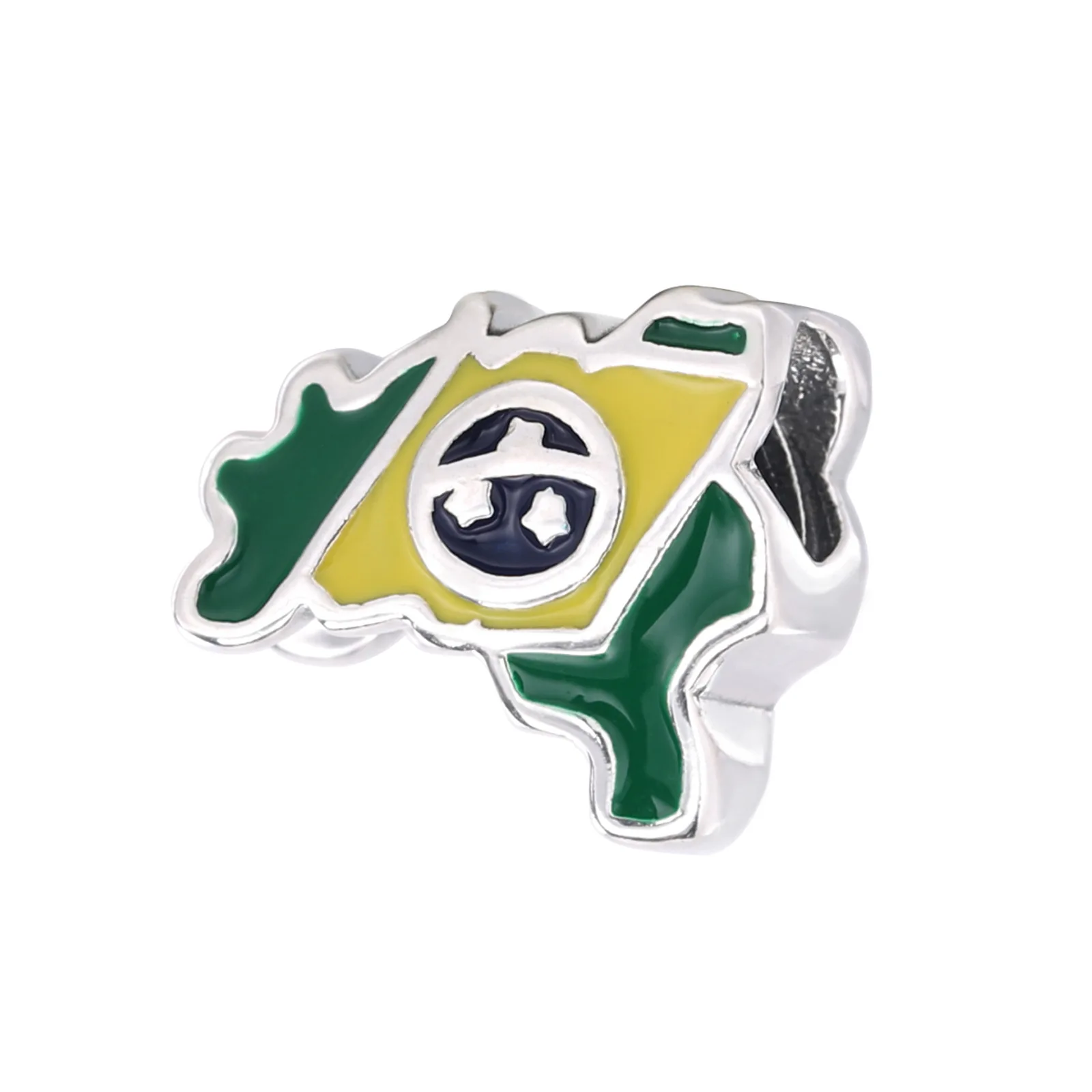 

Genuine 925 Sterling Silver Beads Brazil Region Flag Map Commemorative Pendant Suitable for Original Bracelet DIY Ladies Jewelry